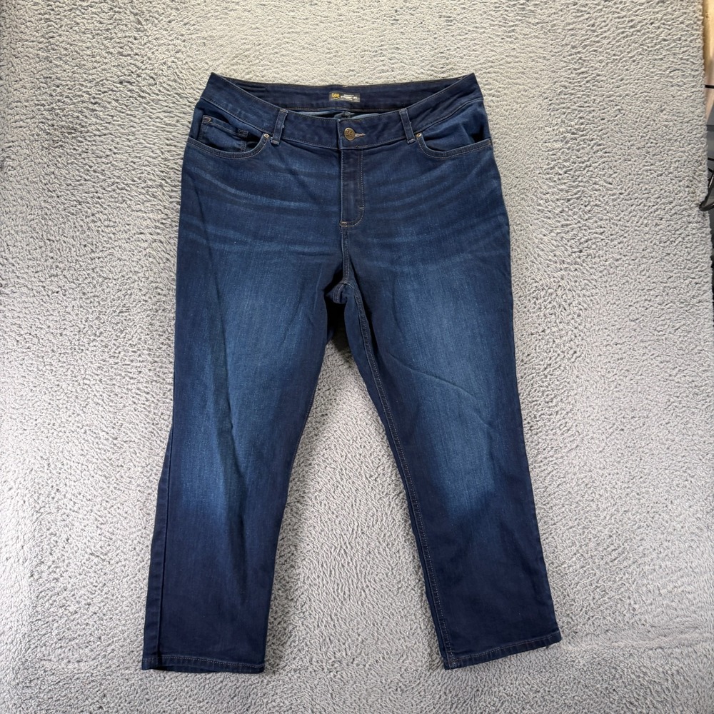 Lee Legendary Jeans Women's 18W Blue Cotton Denim Straight Leg Faded Stretch